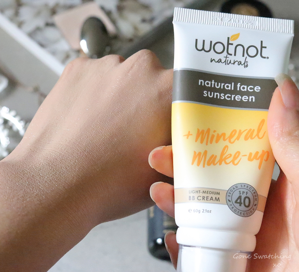 My List of Unscented, Natural Physical Sunscreens. Wotnot Naturals Natural Face BB Cream &amp; Mineral Makeup Swatch. Gone Swatching xo