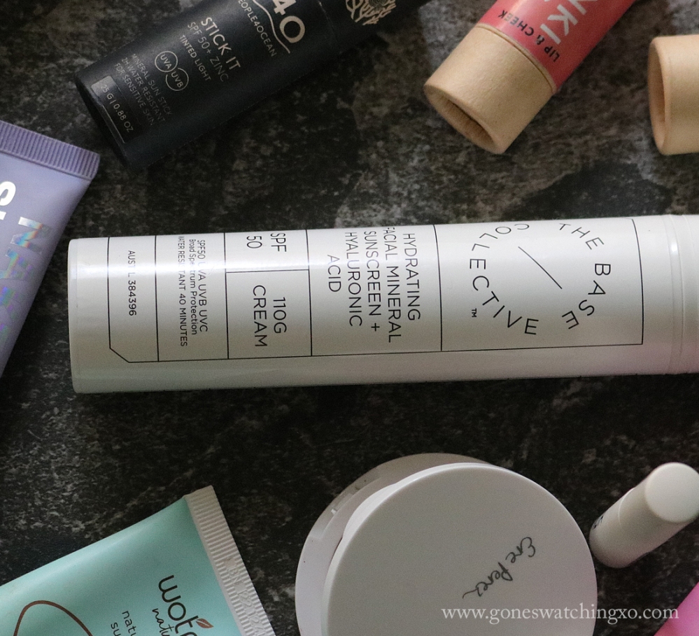 Australian natural &amp; reef safe sunscreen review &amp; swatches. The Base Collective. Hydrating Facial Mineral SPF50 &amp; Hyaluronic Acid. Gone Swatching xo