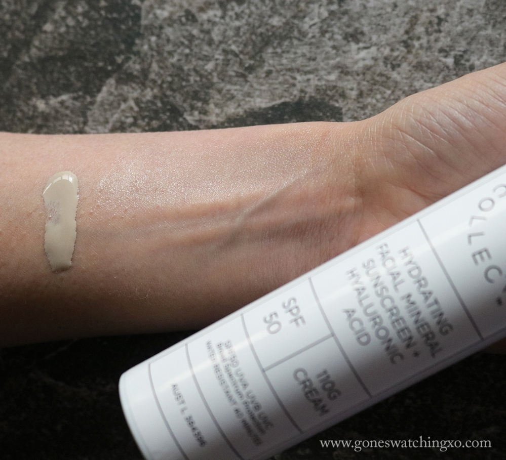 The Base Collective SPF50 Hydrating Facial Mineral Sunscreen &amp; Hyaluronic Acid. Arm Swatch. Reef Safe, vegan &amp; cruelty free, Australian Sunscreen. Gone Swatching xo